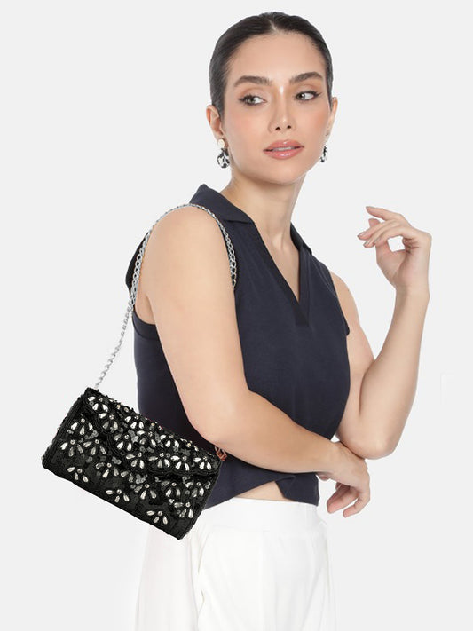 women black color partywear clutch purse