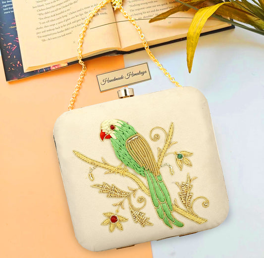 Latest design fashoinable zardosi work clutch purse