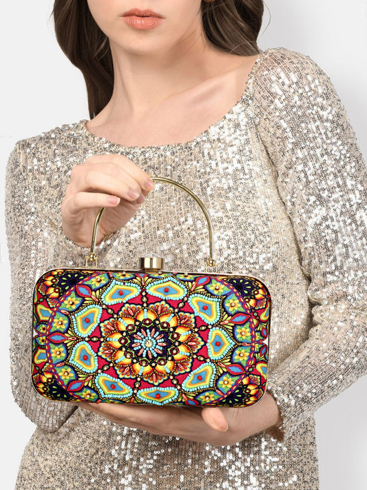 women Beaded print design latest style clutch purse