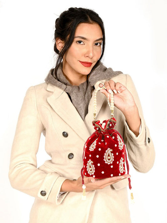 Zardosi work women Designer pasiely design potli bag