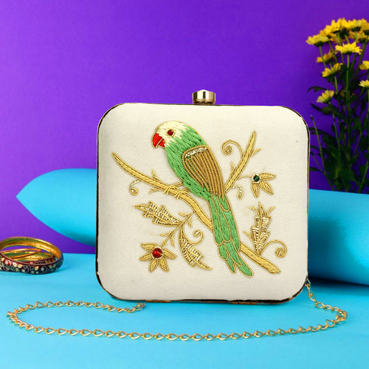 Parrot design designer partywear clutch purse