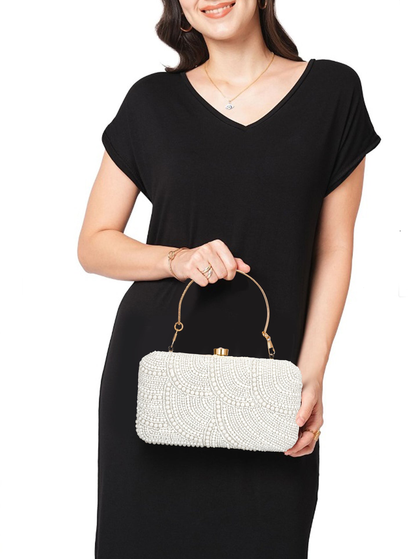 Women Hand Embroidered Sequins Box Clutch for Wedding Party