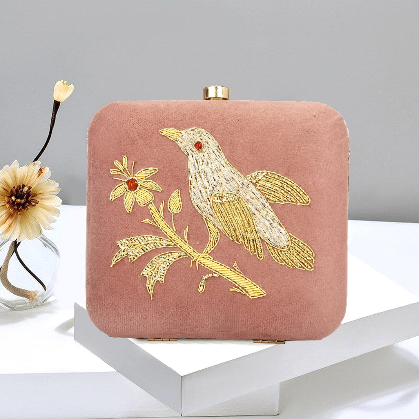 Traditional bird design women clutch party box purse
