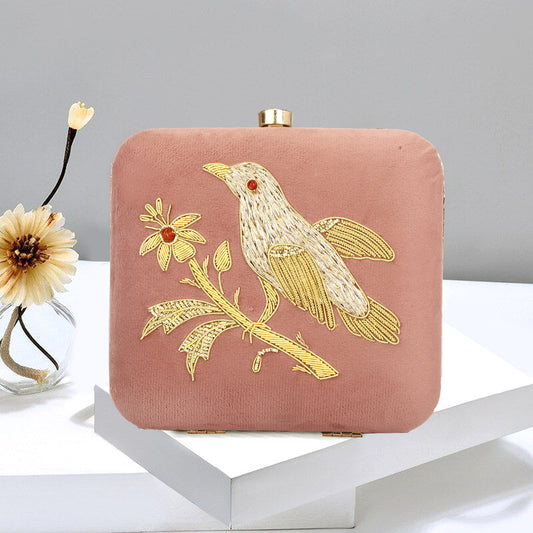 Traditional bird design women clutch party box purse