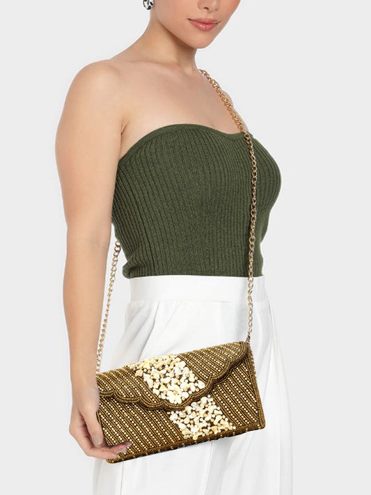 Women's Glitter Floral Rhinestone Beaded Evening Party Clutch Wedding Bag Wallet