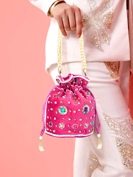 Multicolor embroidery fashion women potli bag