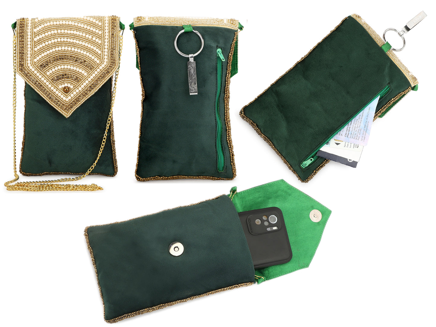 Designer Beaded women mobile pouch sling bag