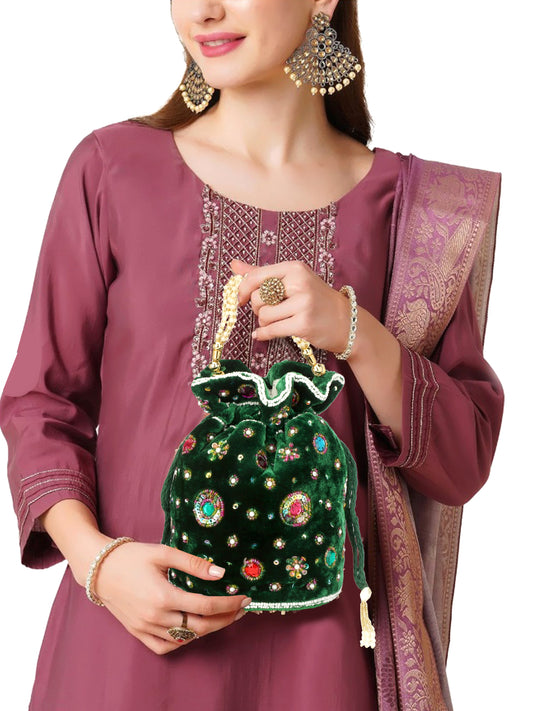Ladies and girls traditonal velvet potli bag