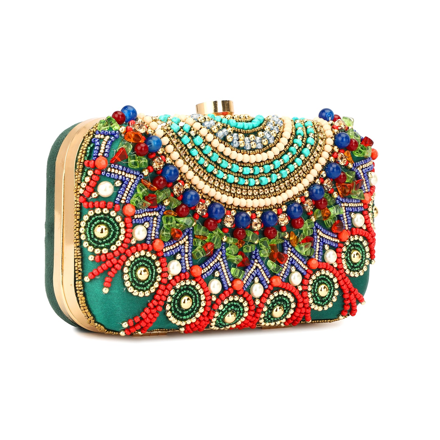 Multicolor rhinestone latest design women and girls partywear clutch box purse