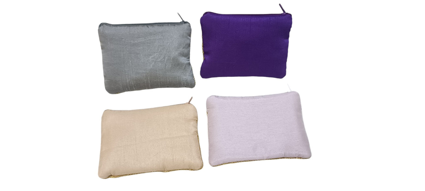 set of 4 pcs Elephant Pattern Glass Beaded Coin Purse/Zipper Pouch/Women's Fashion Handmade Bags/Travel Accessories/Ethnic Beaded Pouch Multicolor