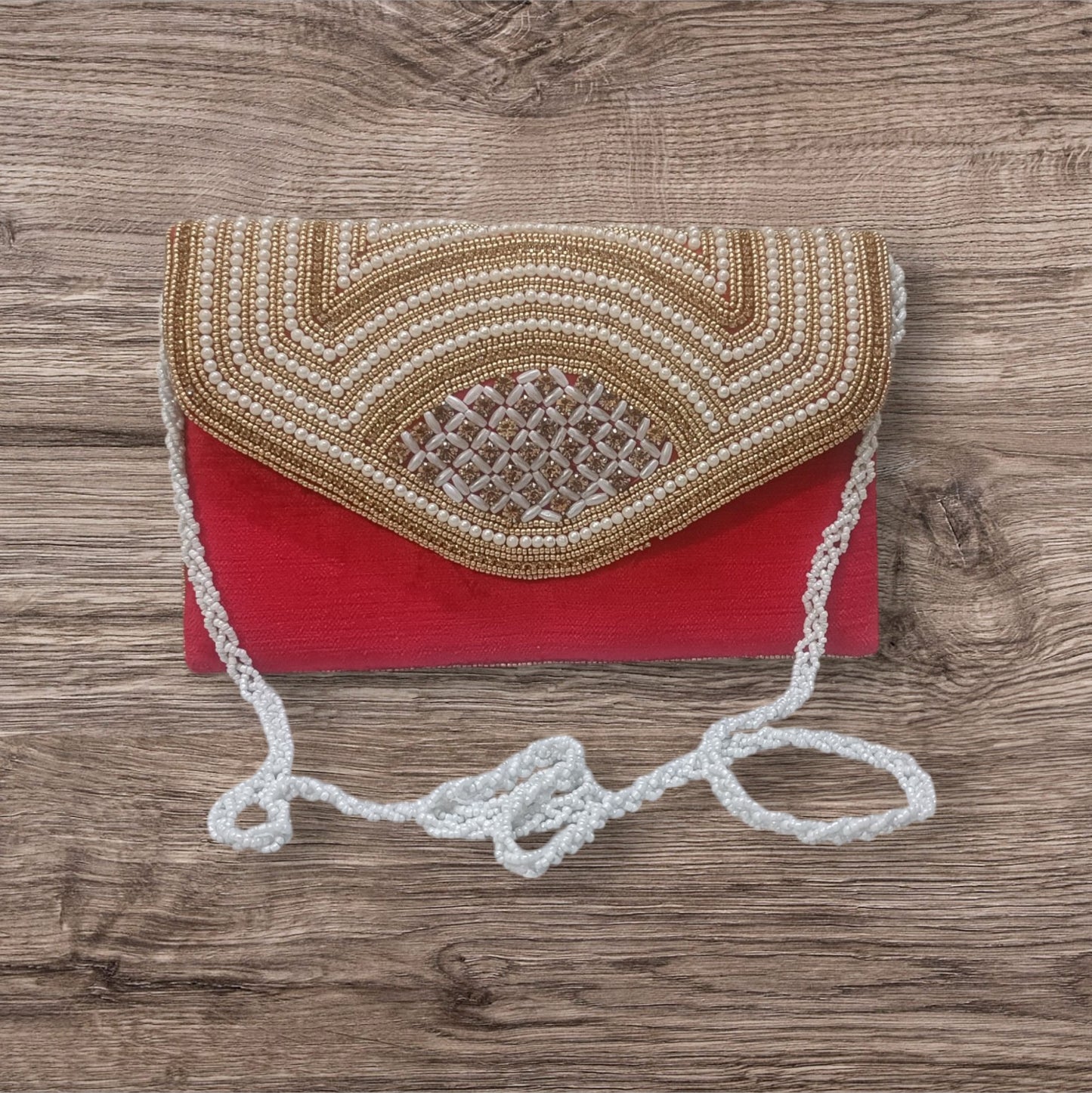 Latest style women partywear red color clutch purse