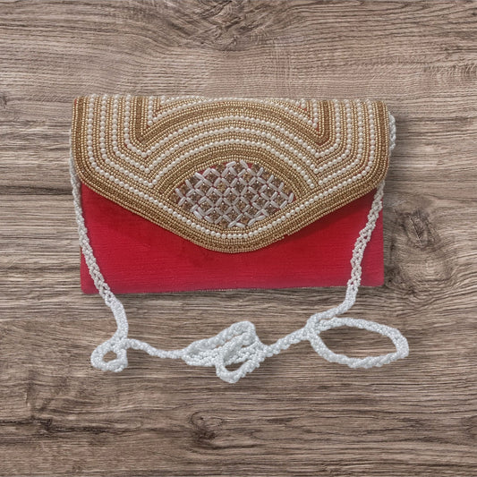 Latest style women partywear red color clutch purse