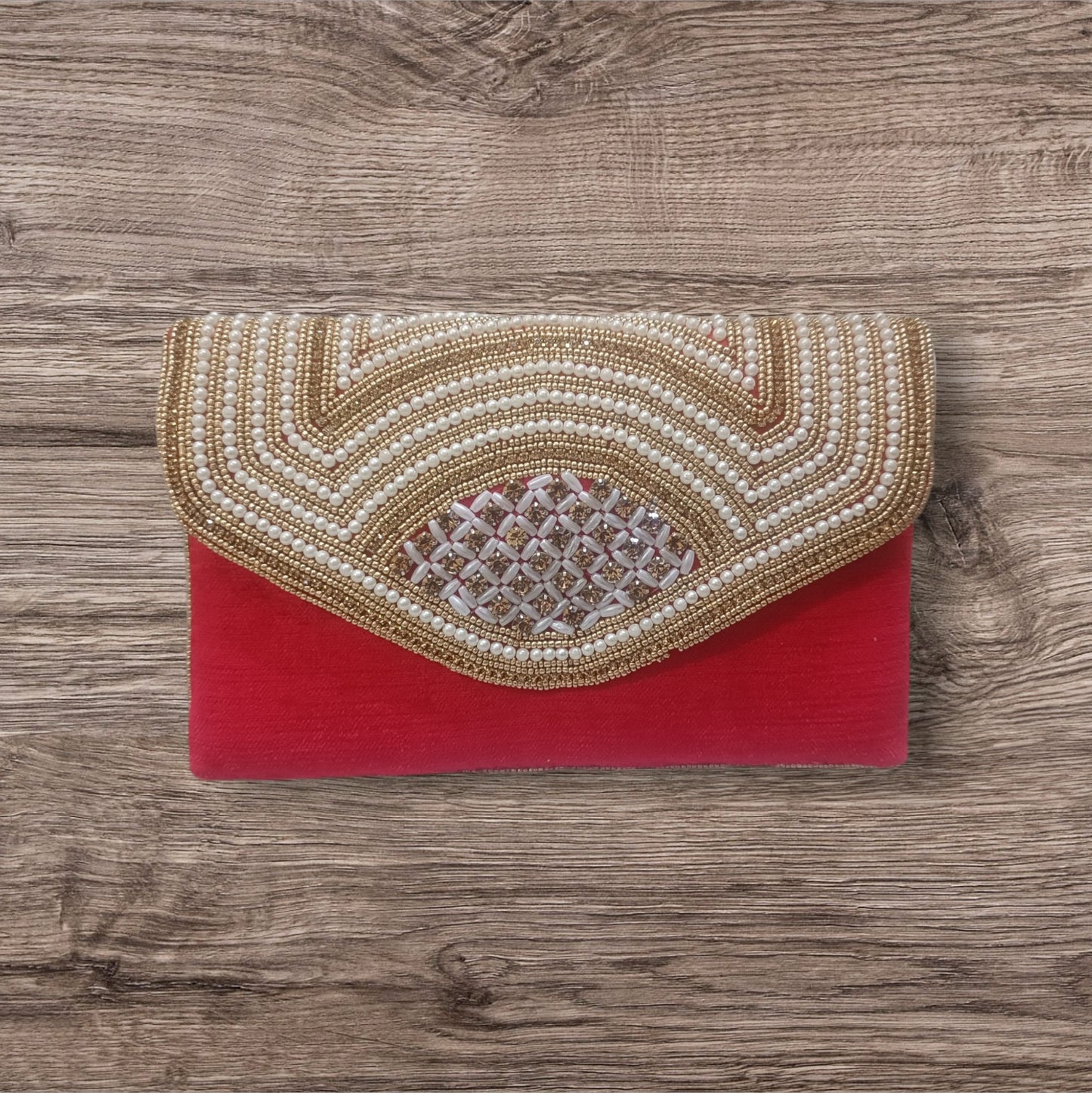 Latest style women partywear red color clutch purse
