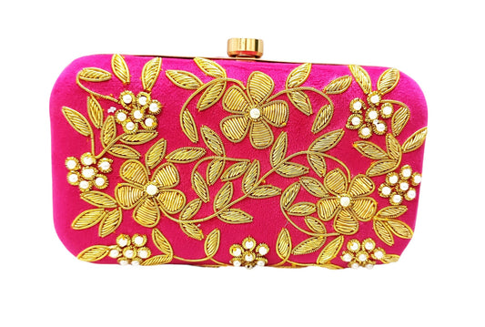 women zari work designer partywear clutch purse