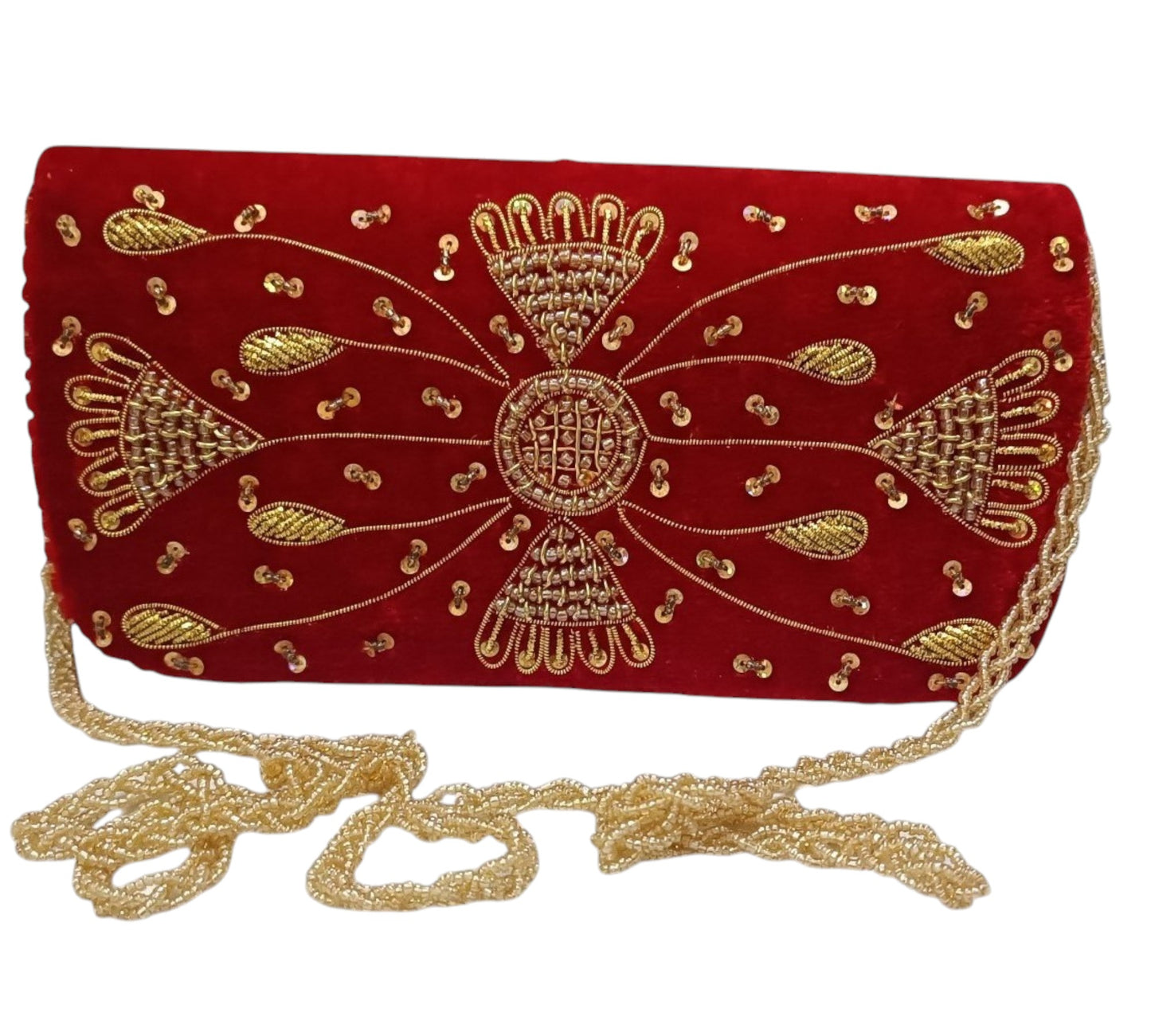 women red velvet wedding sling bag cum clutch purse