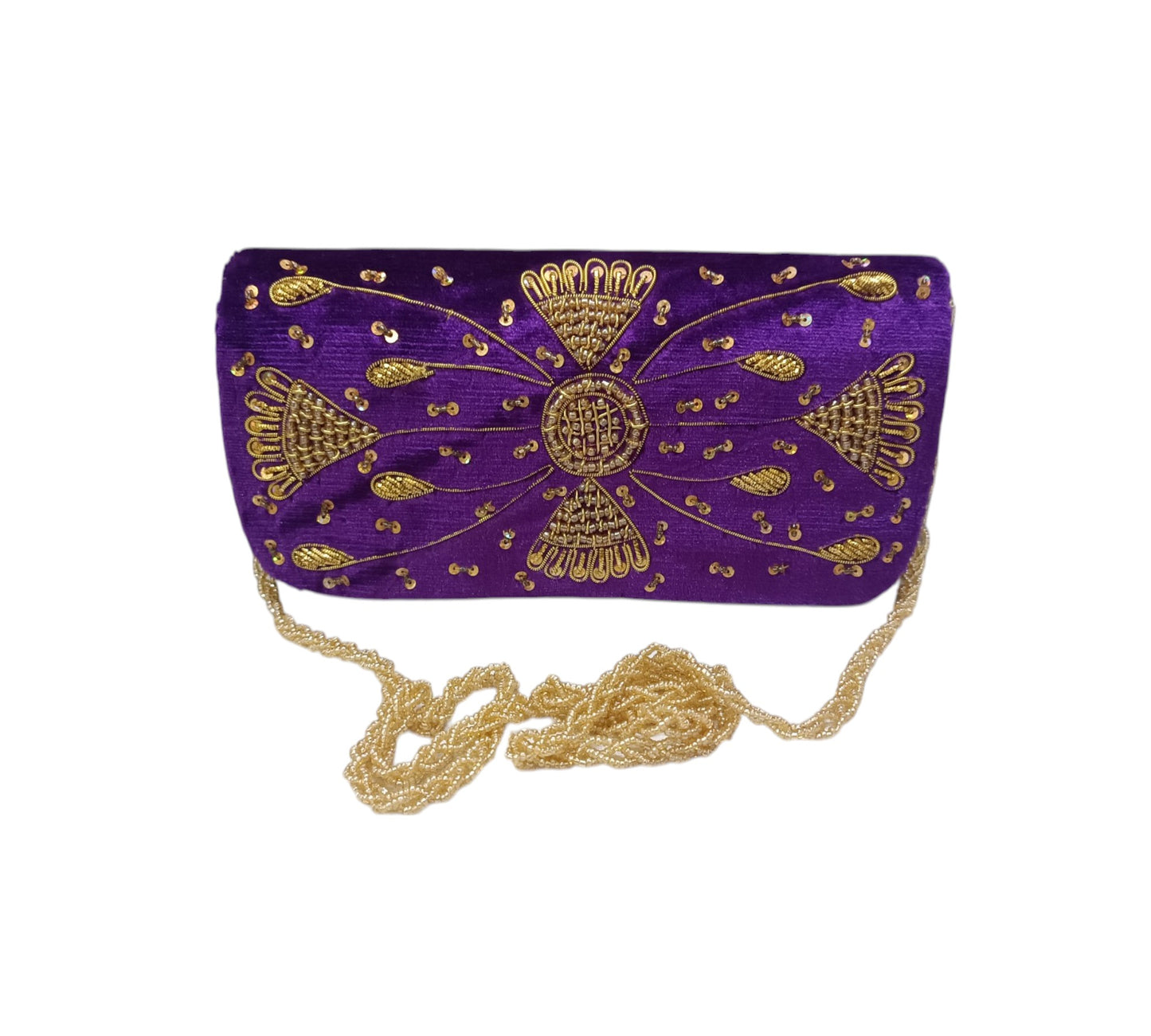 Women wedding designer velvet clutch purse purpal color