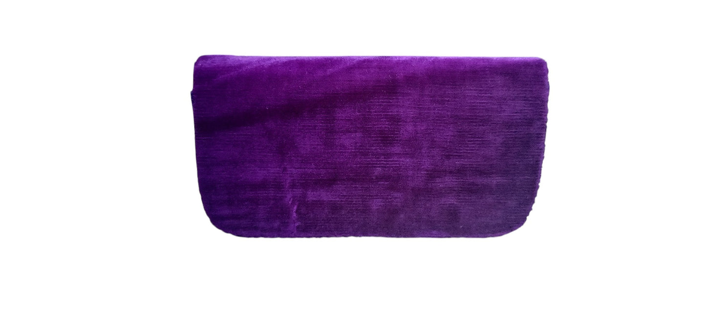 Women wedding designer velvet clutch purse purpal color