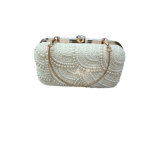 Pearl Beads hand embroidery work party and casual women clutch purse