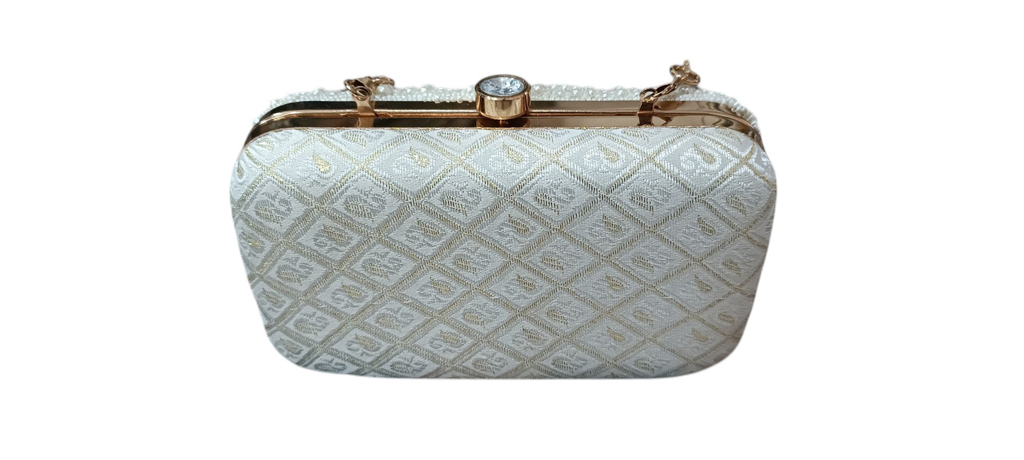 Pearl Beads hand embroidery work party and casual women clutch purse