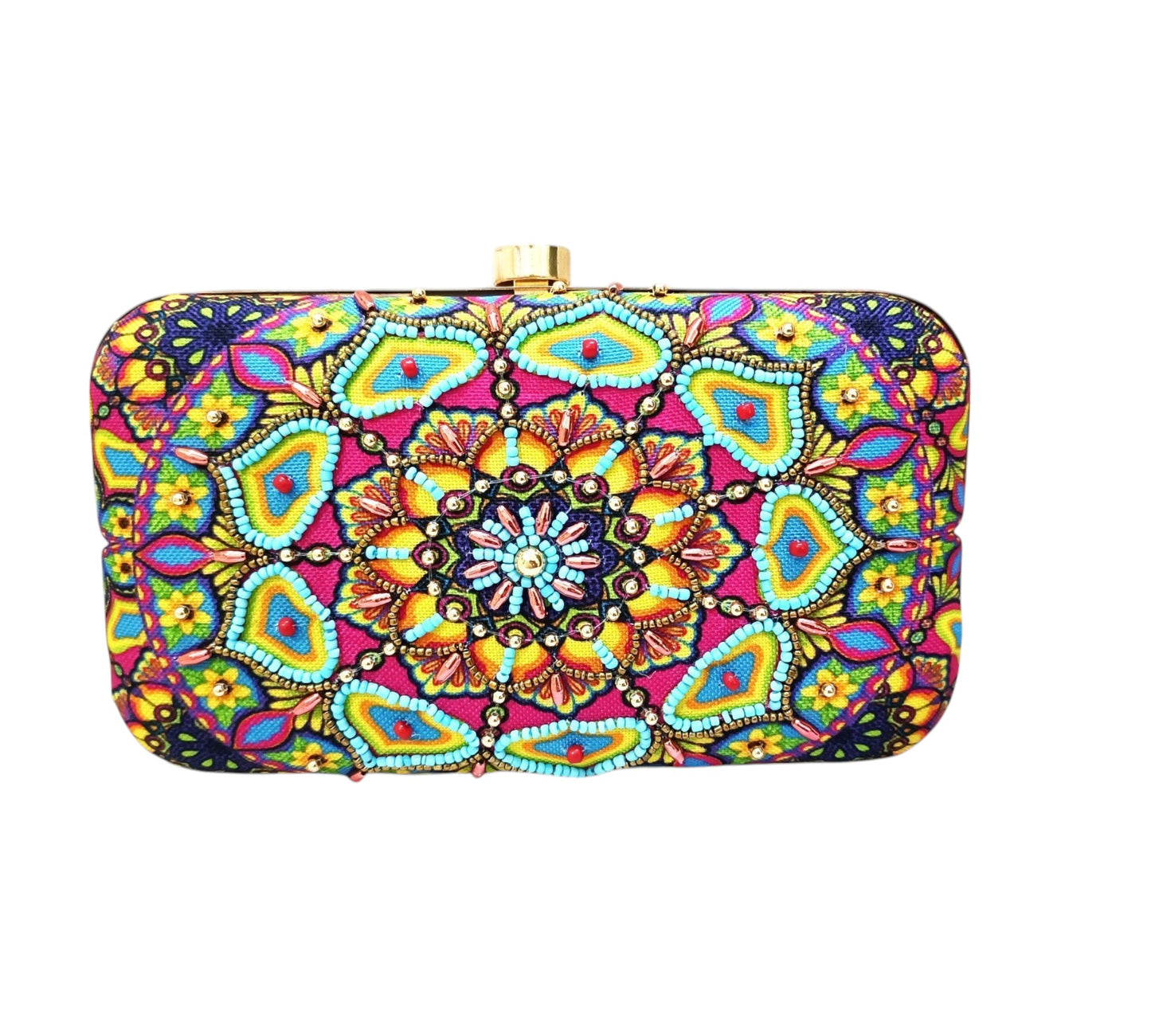 Printed embroidery work women party wear clutch pursee
