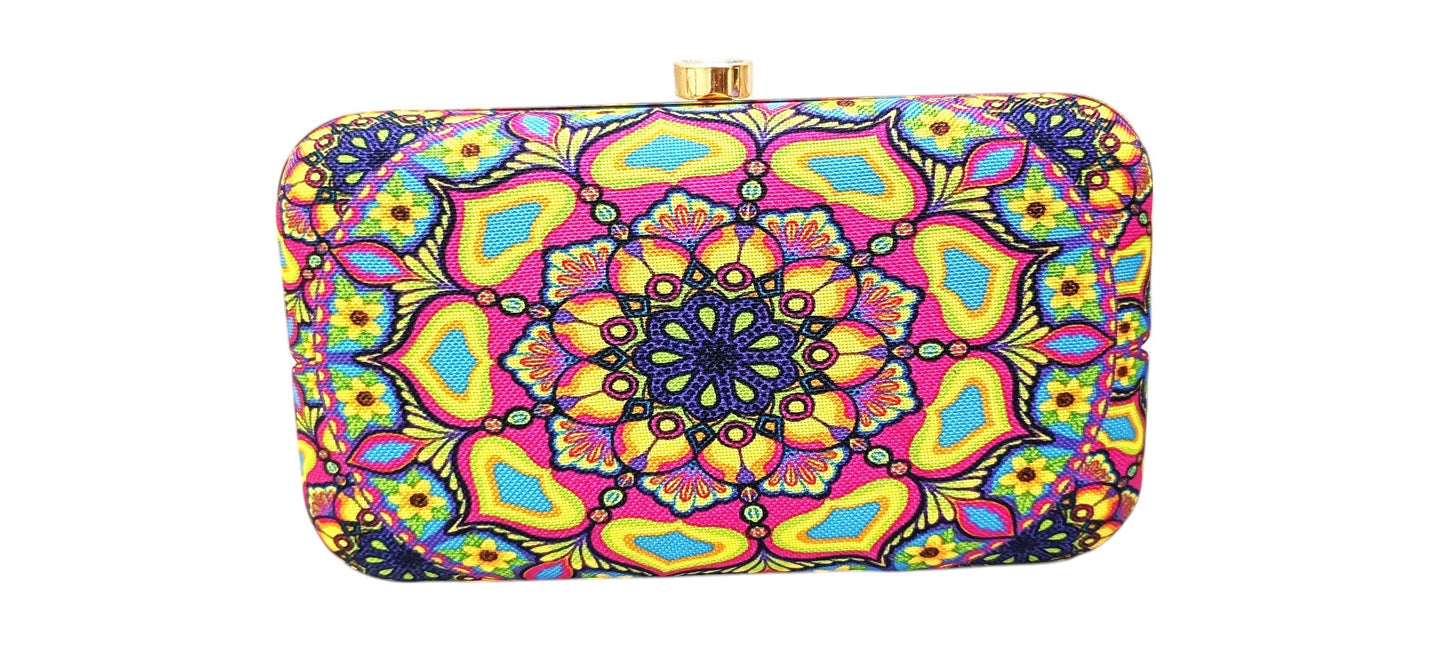 Printed embroidery work women party wear clutch pursee