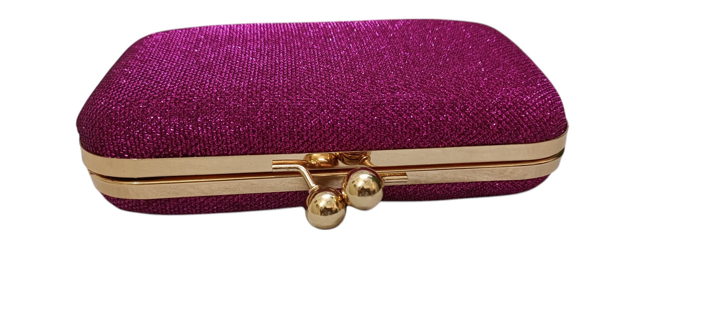 sparkling fabric women clutch box size 8x4.5 inch fusia color