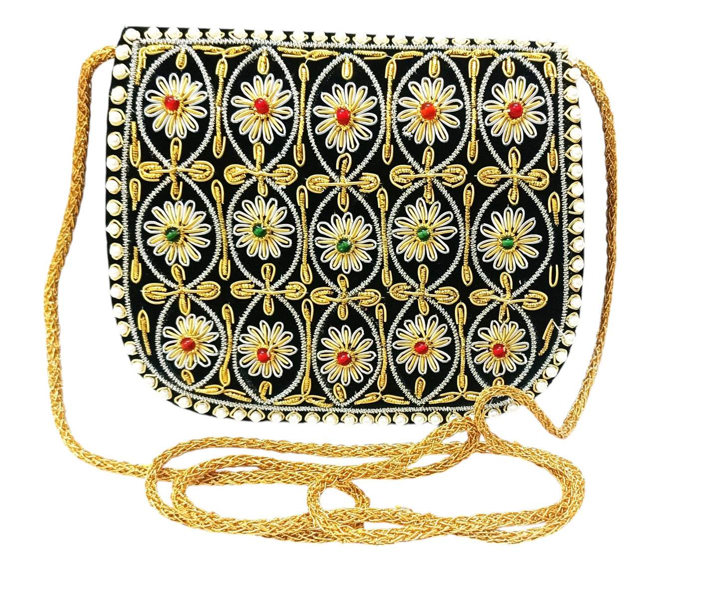 women handmade velvet fabric black sling bag