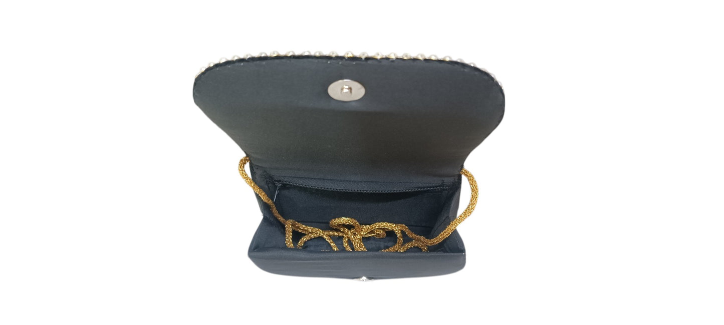 women handmade velvet fabric black sling bag