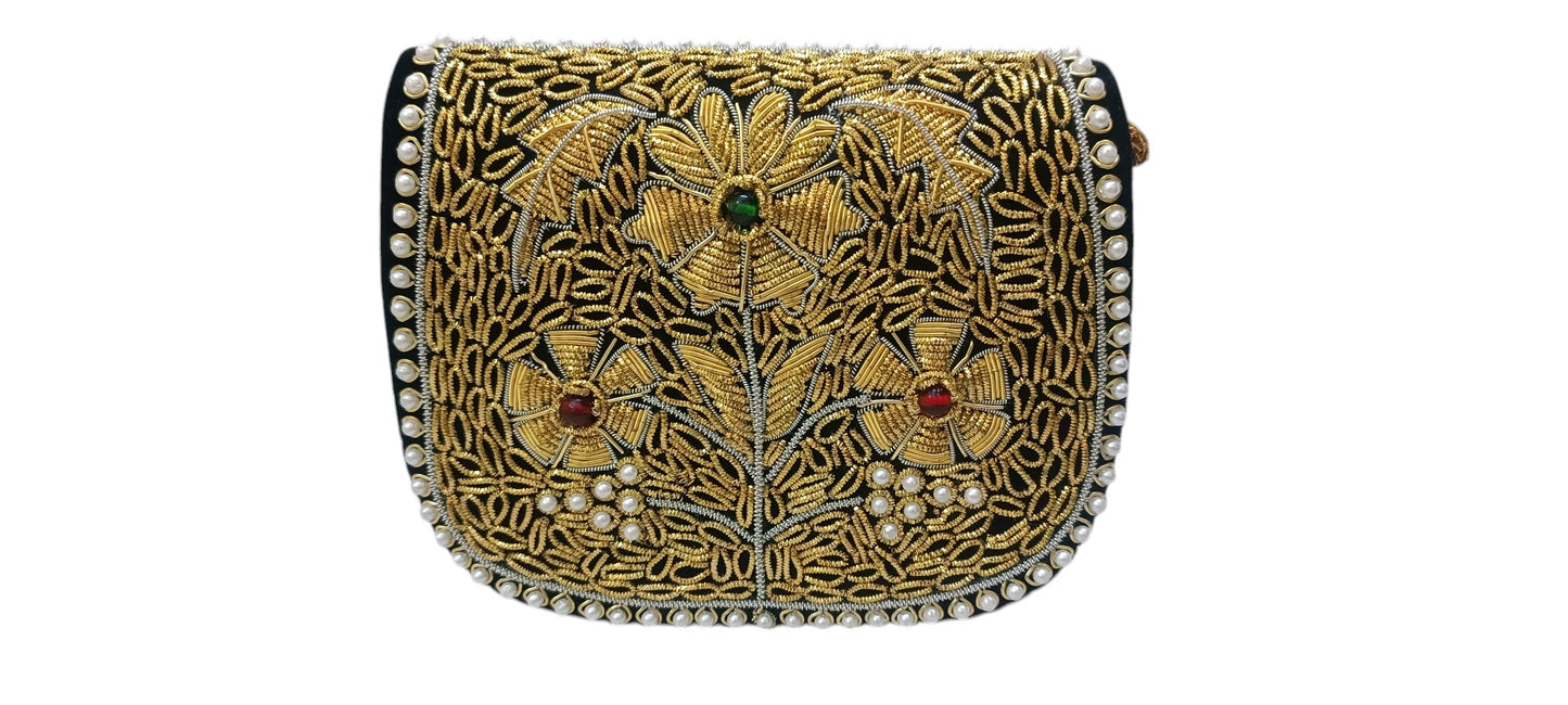 women zardosi work handmade sling bag