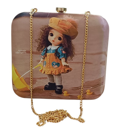 Barby print design women clutch purse with sling handle