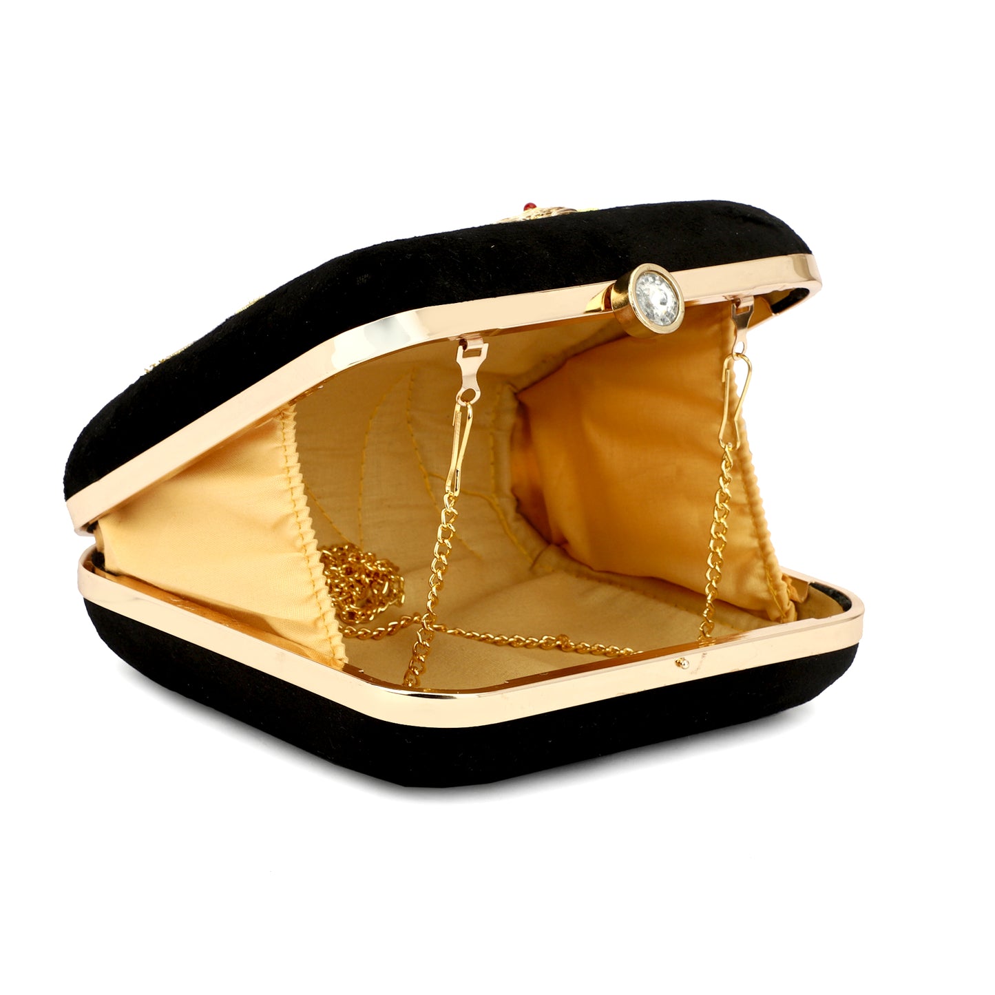 Designer women black color clutch box purse