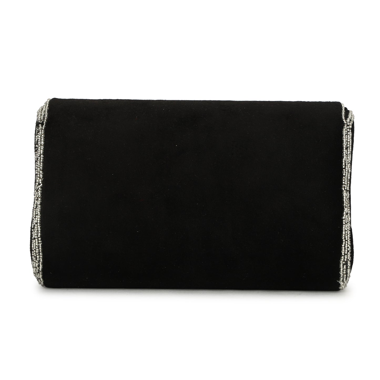 women designer crystal bead work black color clutch purse