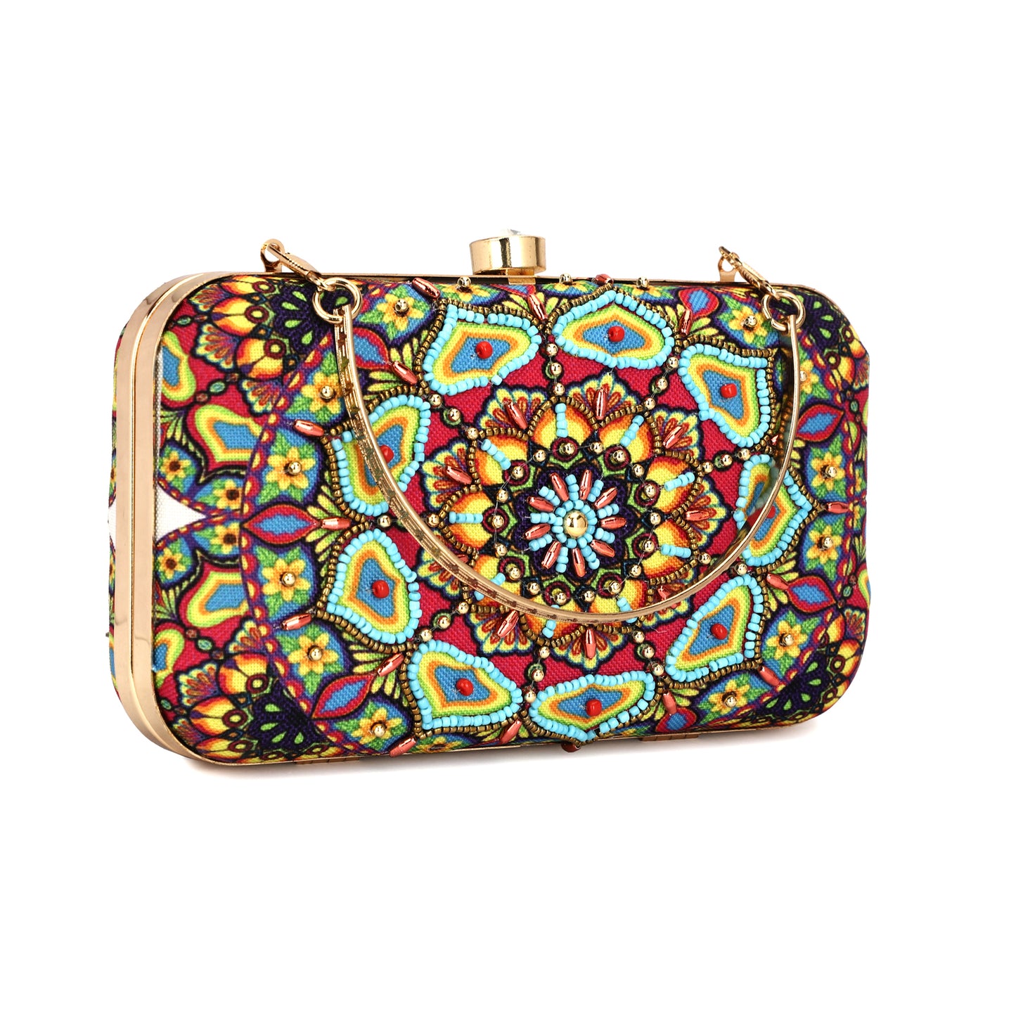 women Beaded print design latest style clutch purse