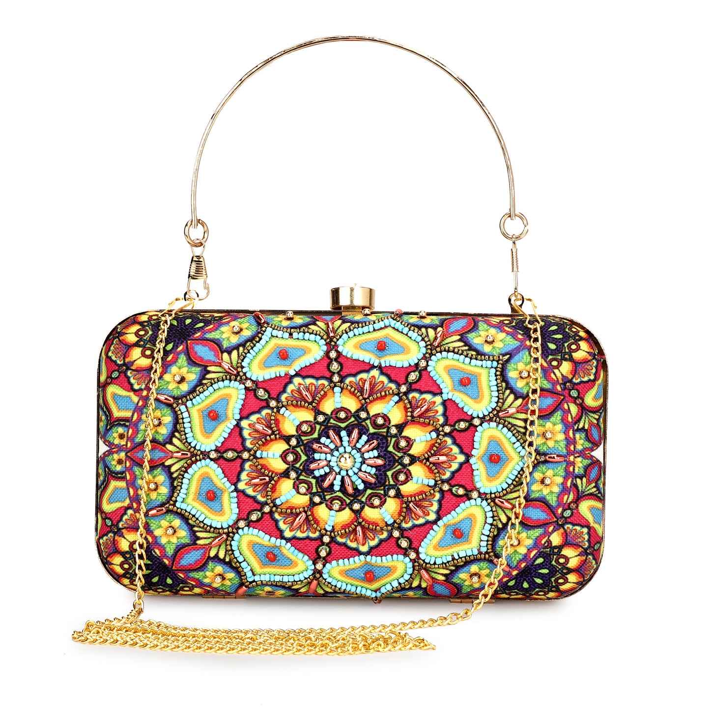 women Beaded print design latest style clutch purse