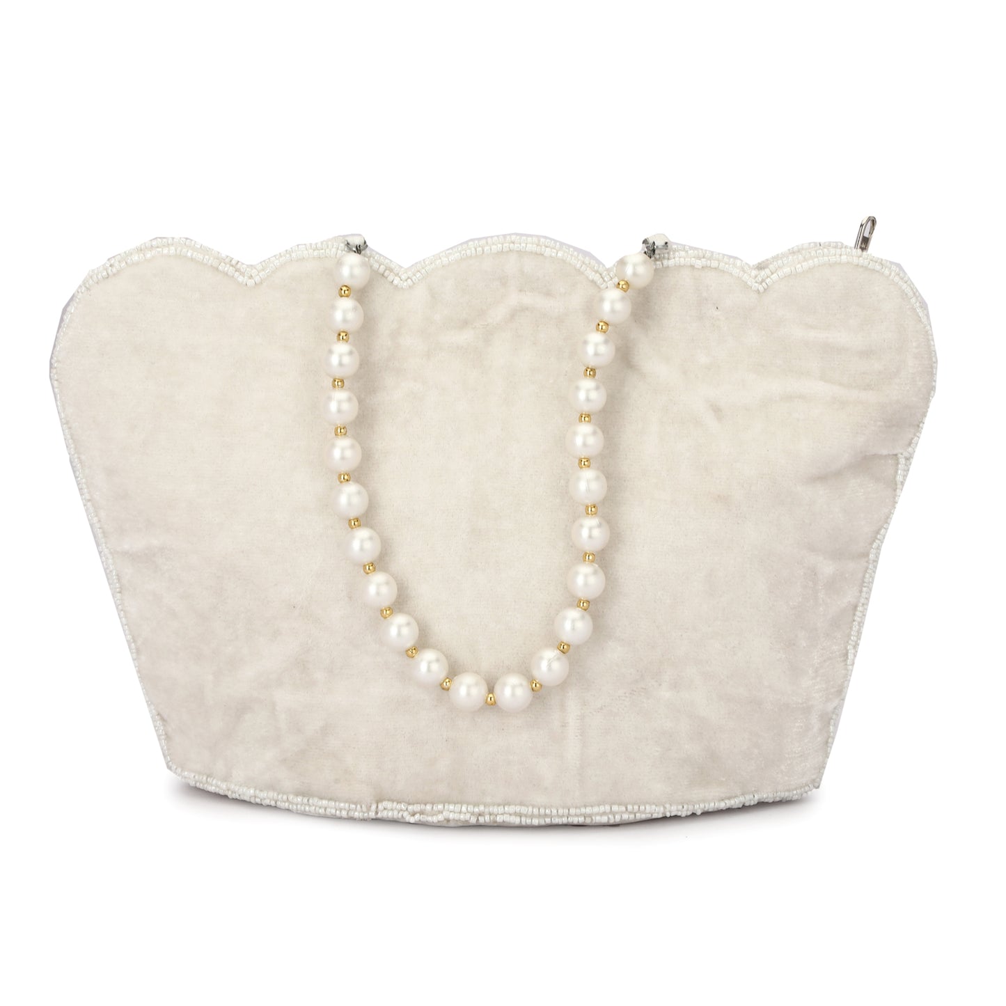 Women's White Pearls Beaded Hand Embroidered Party/wedding hand Bag Purse