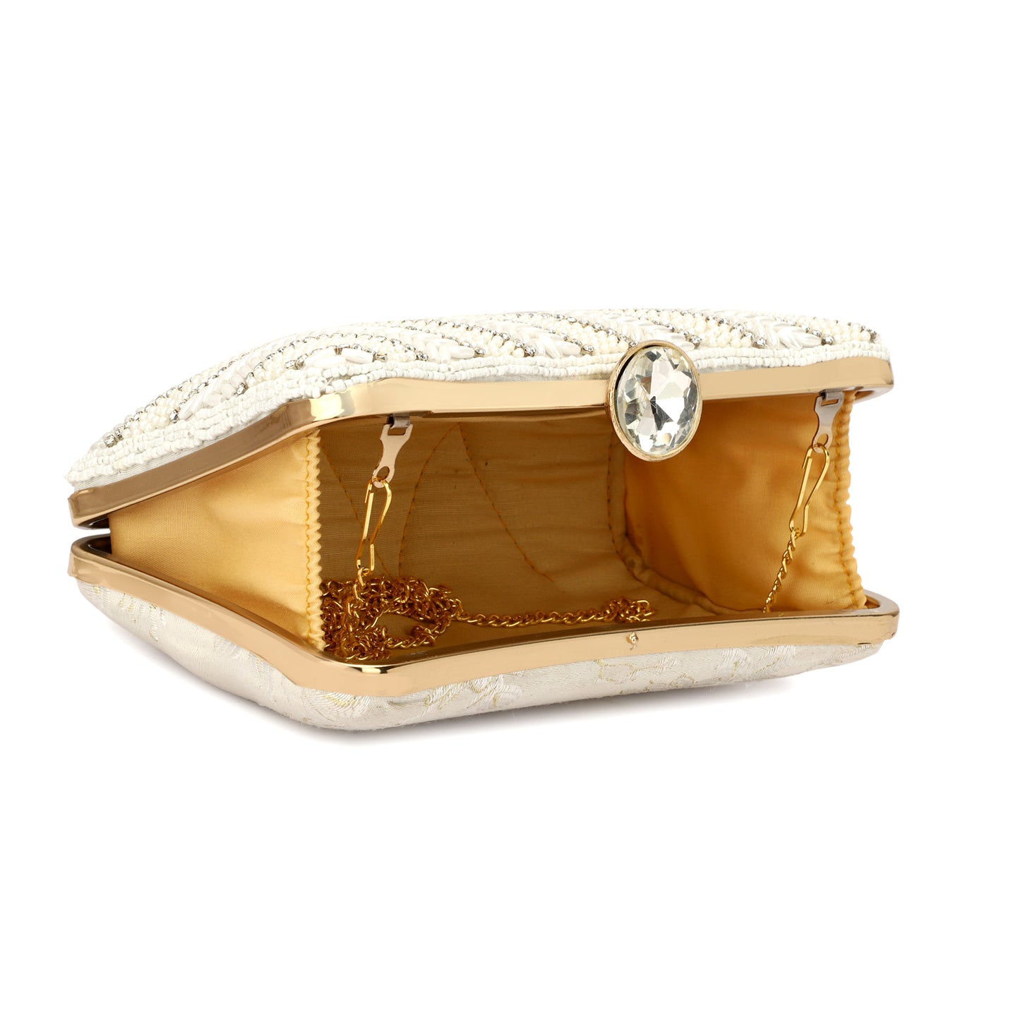 Pearl Beads white color women designer handmade clutch purse