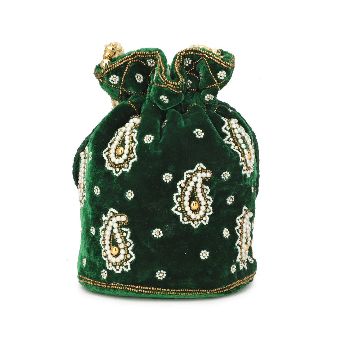 women bridal green potli bag