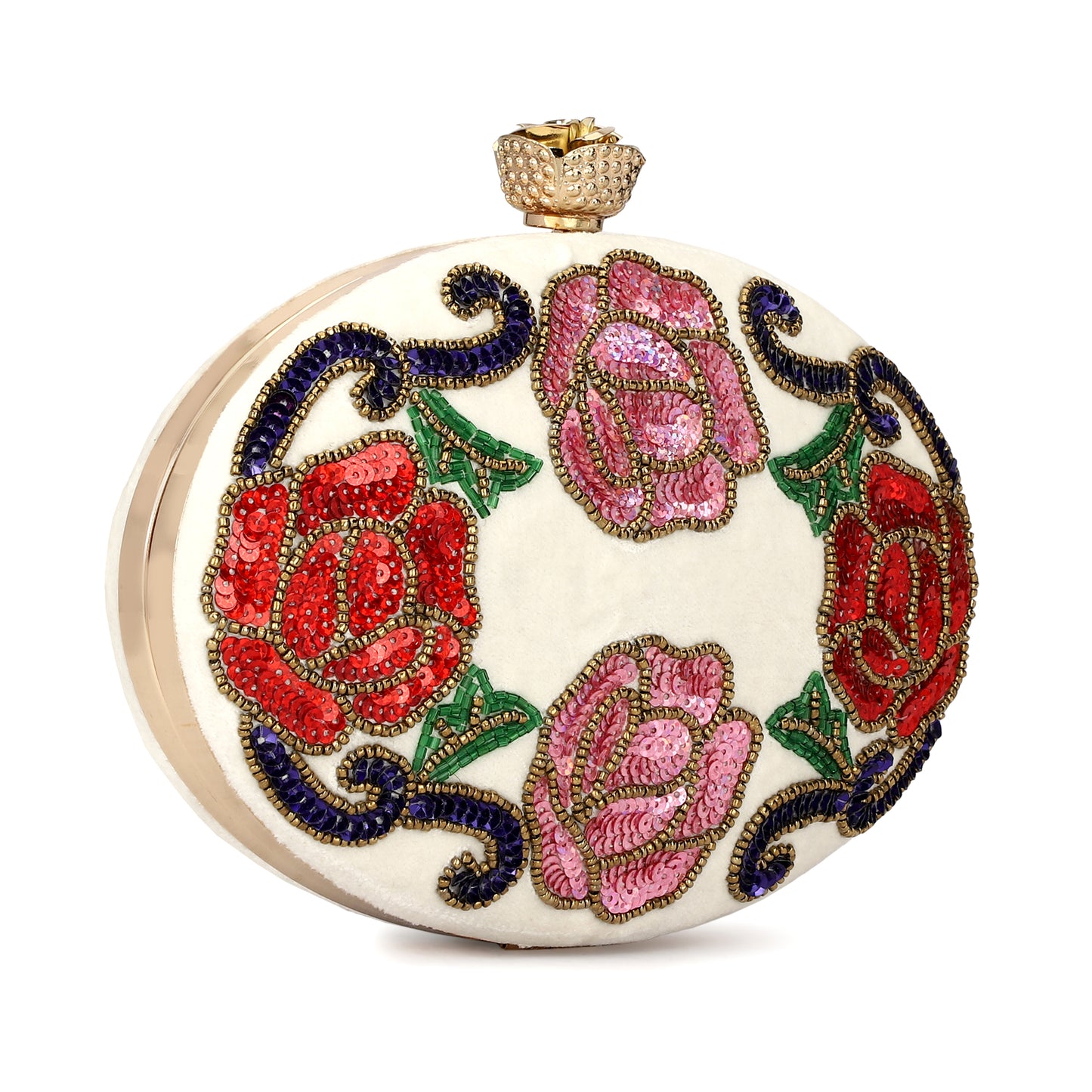 Artistic oval shape handmade women clutch box purse