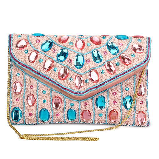 women stone work partywear clutch purse