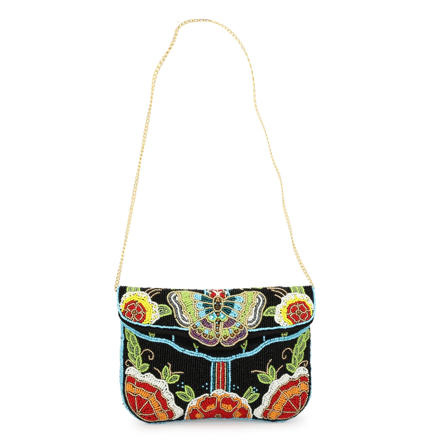 Butterfly black color beaded women clutch purse