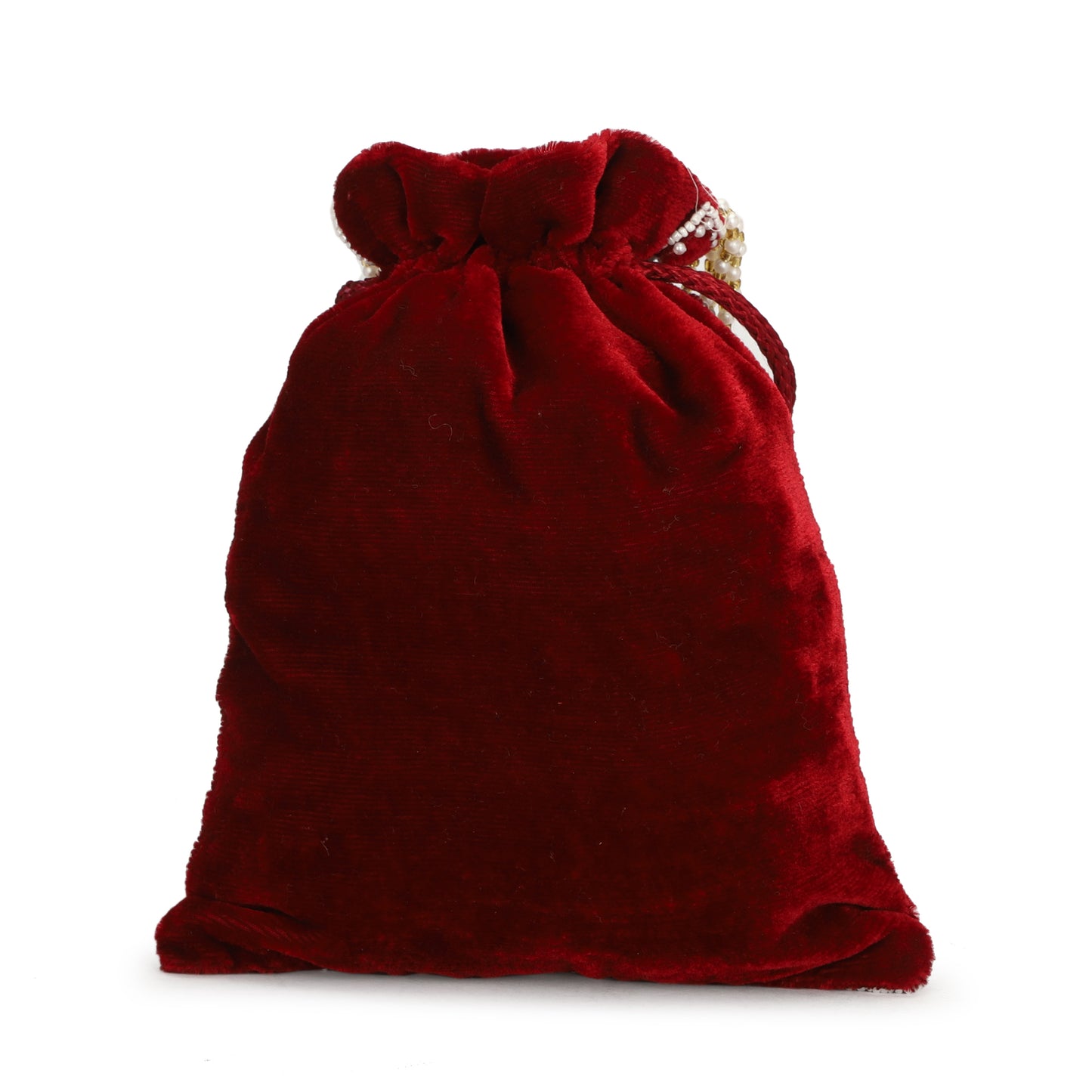 Beaded Women Maroon Potli Bag