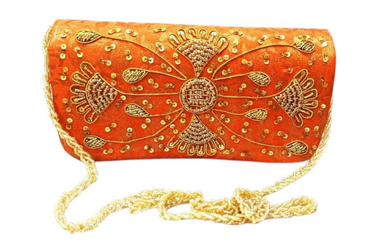Women's Clutch with hand work Handle-Bridal Ethnic Traditional Casual Purse/Clutch/Handbag (8 x 5 x 2 inch)