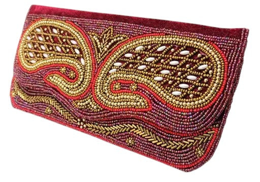 Embroided Stylish Fancy Women's Stones Evening Gold Chain Strap Party Clutch Wedding Bag Wallet