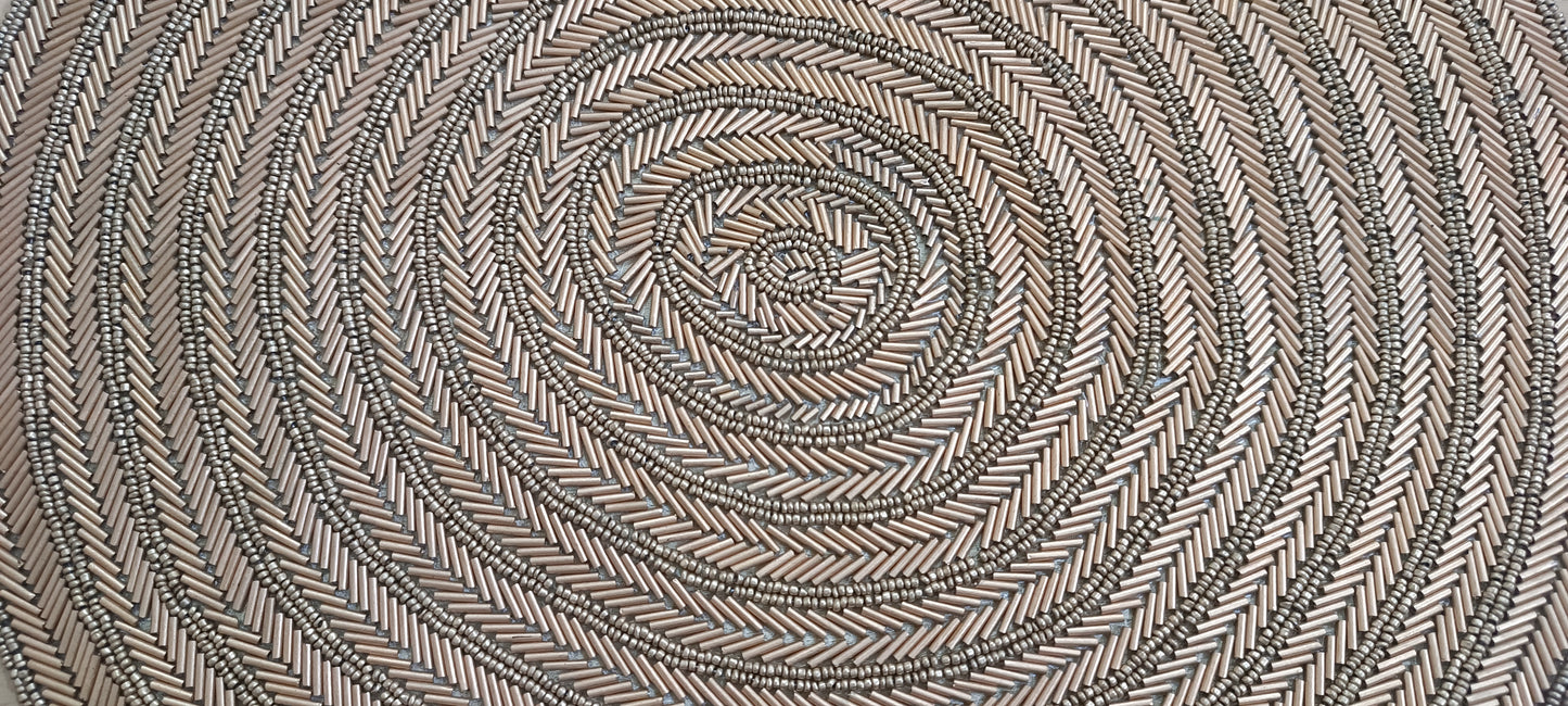 Handcrafted Beaded round Placemat size of 15x15 inch