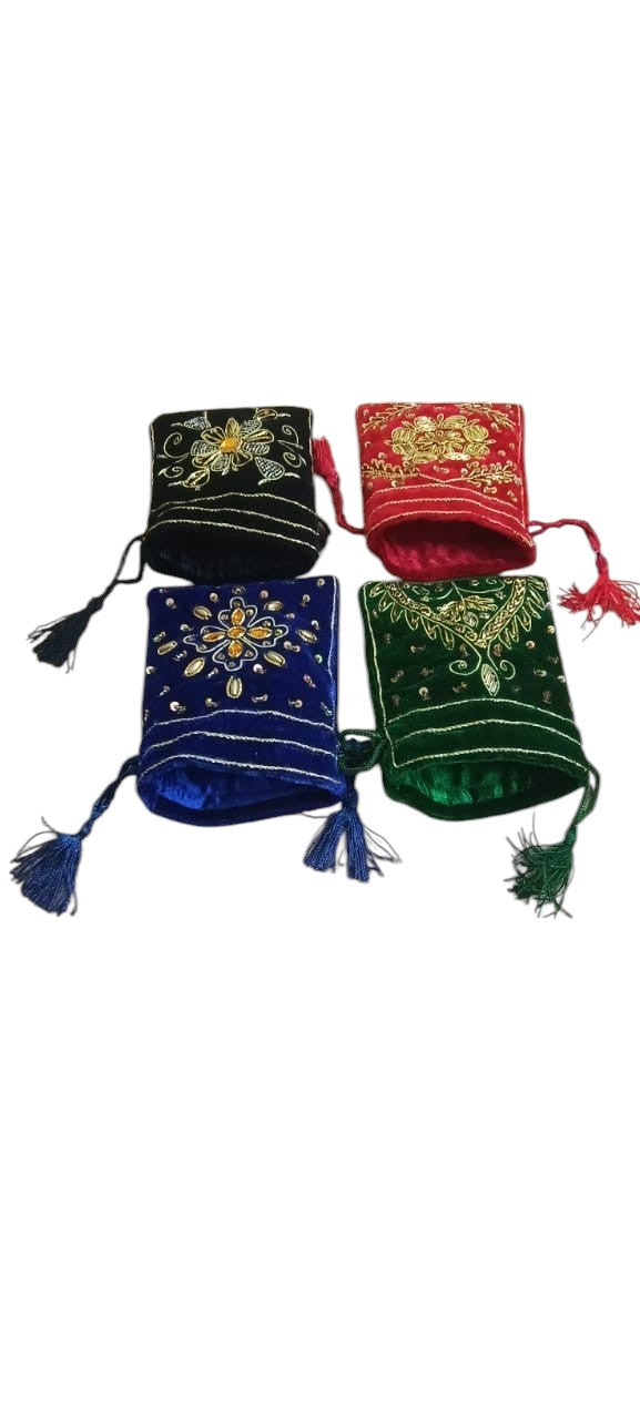 Zardosi work handmade velvet small pouch bags