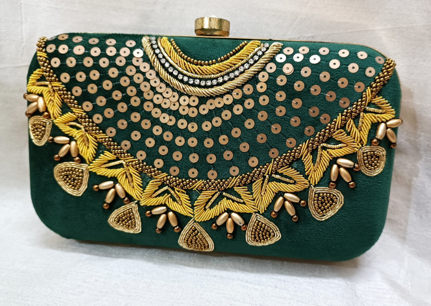 Modern design zardosi work handmade women wedding clutch purse