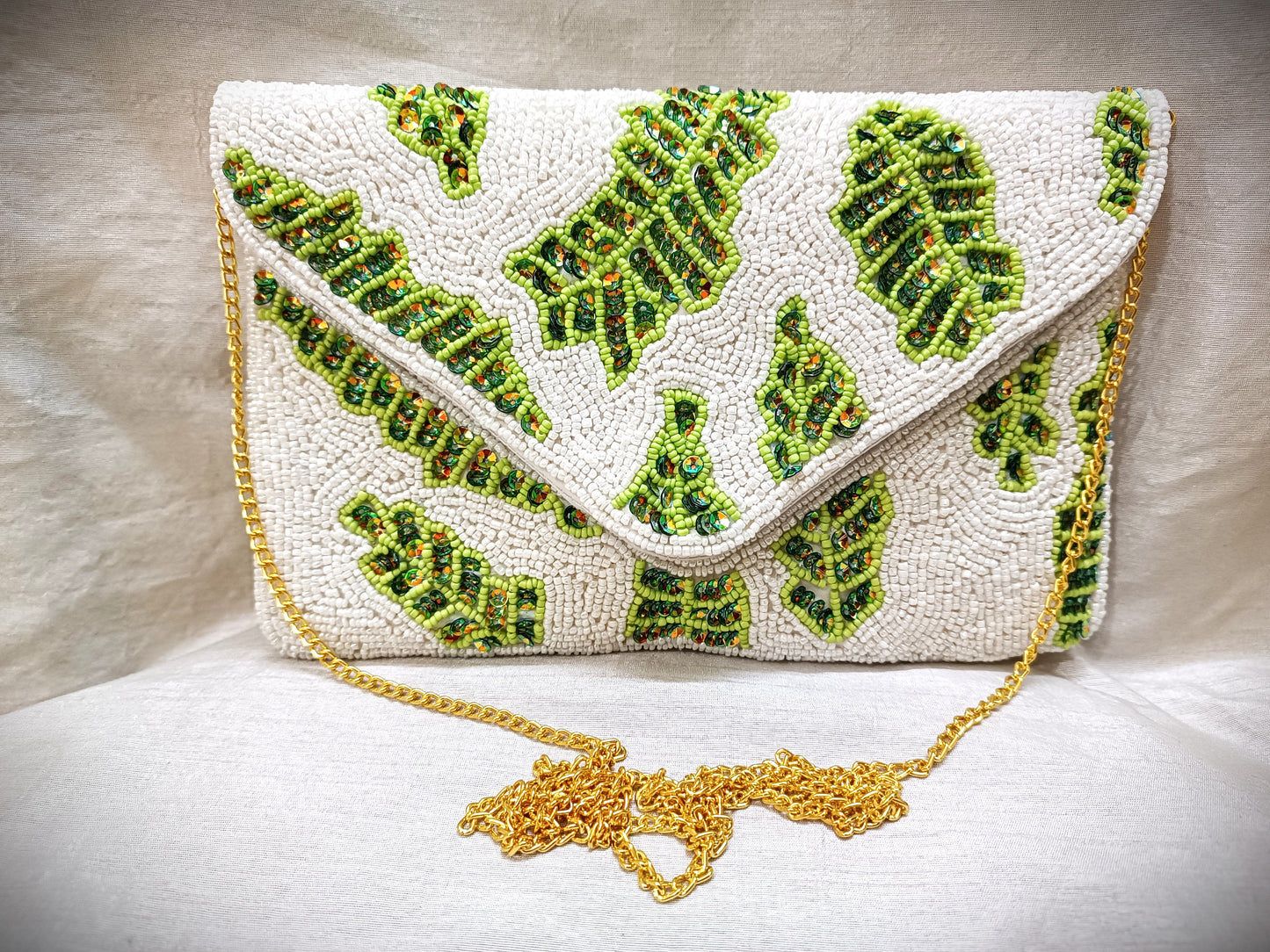 women stylish partywear beaded sling bag