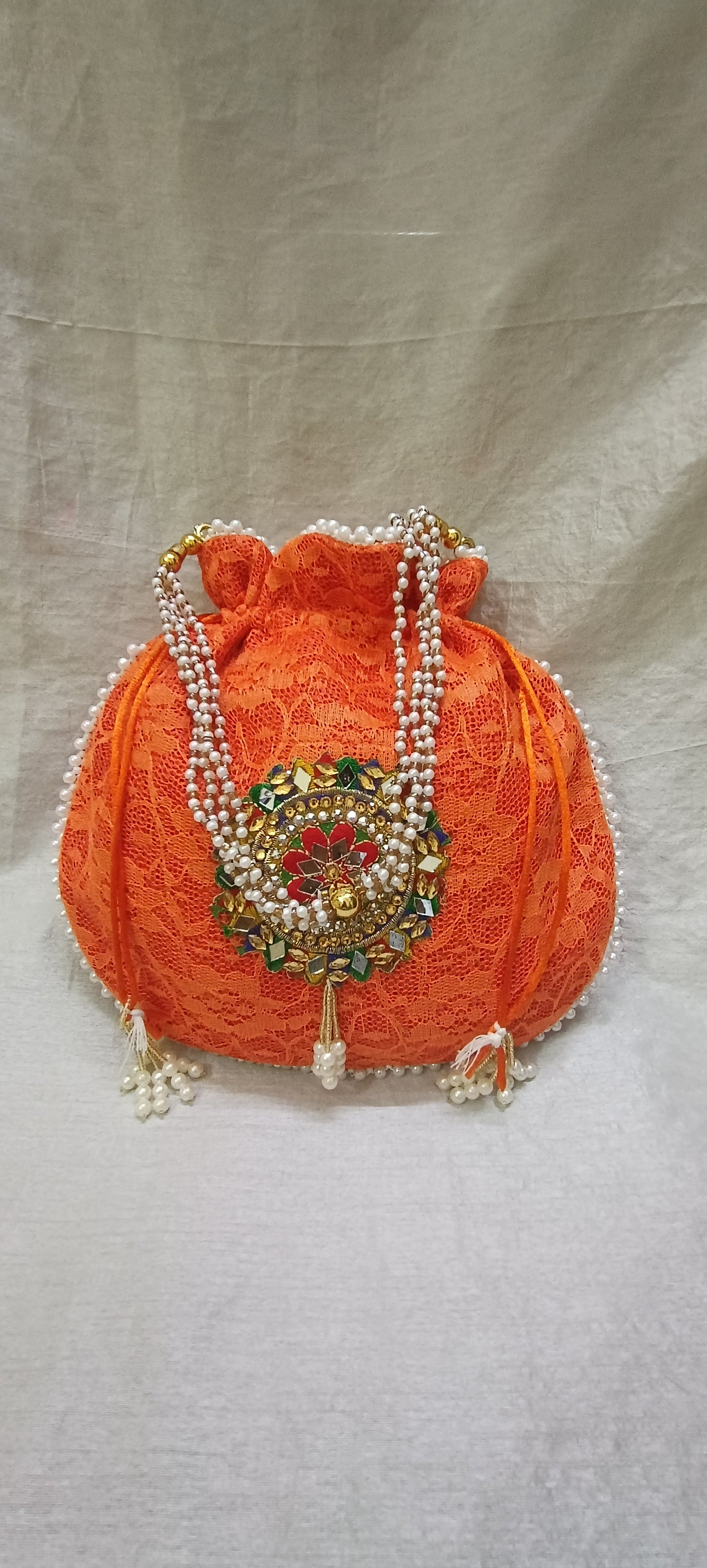 Women jute handmade colour ful potli bag