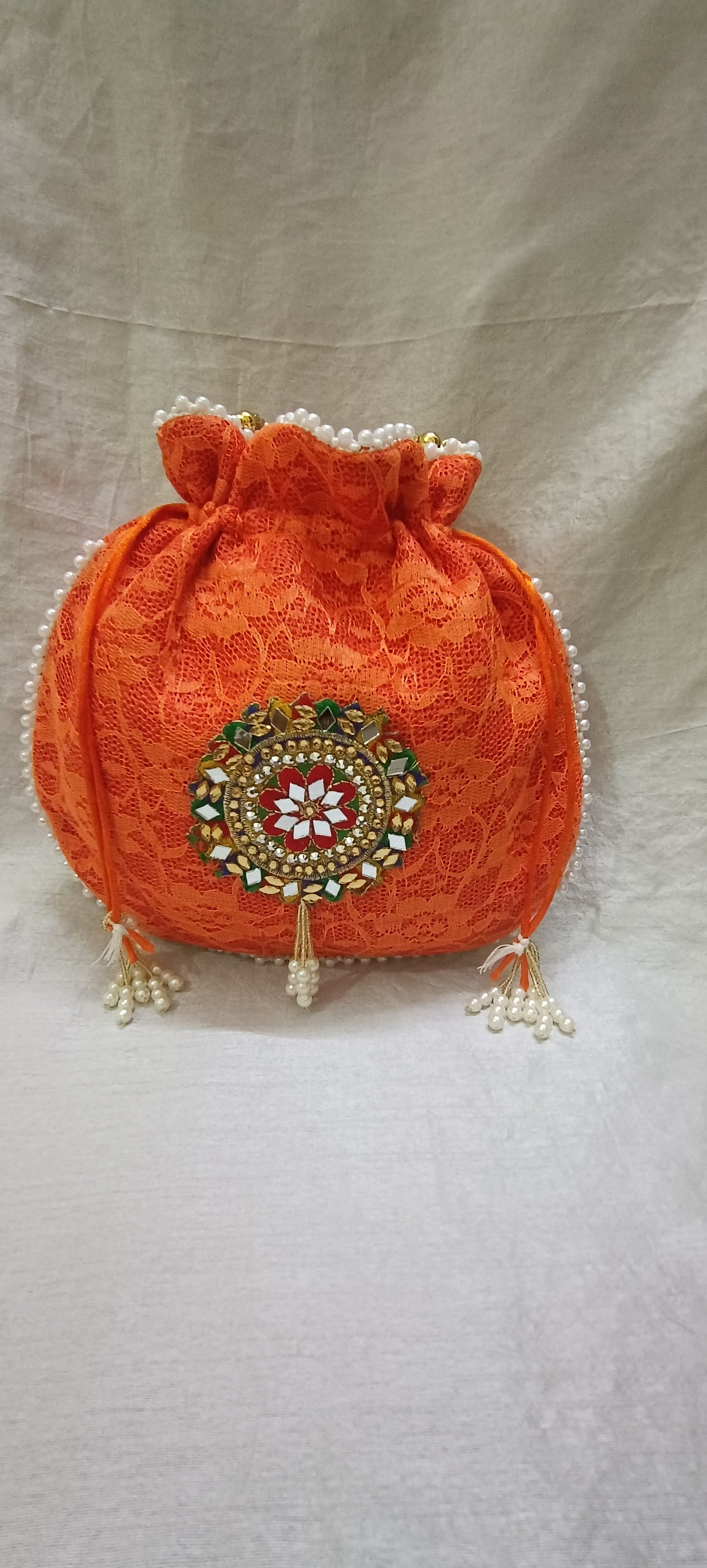 Women jute handmade colour ful potli bag