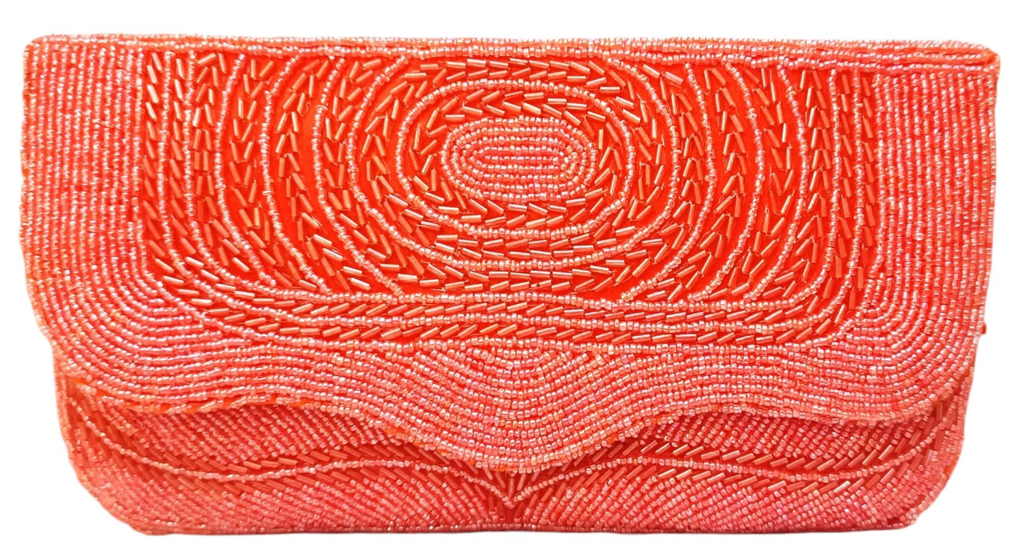 Latest style orange color women and girls party clutch purse